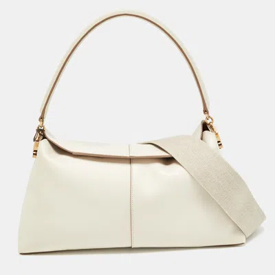 Pre-owned Tod's Off White Leather Small T Case Shoulder Bag