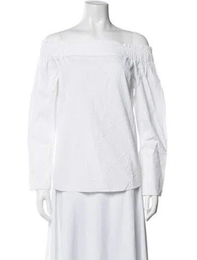 Pre-owned Tod's Off-the-shoulder Long Sleeve Top In White