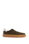 Tod's Olive Green Suede Lace-up Shoes With Non-slip Sole In Green
