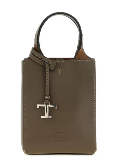 Tod's Olive T Timeless Mini Crossbody Bag In Green