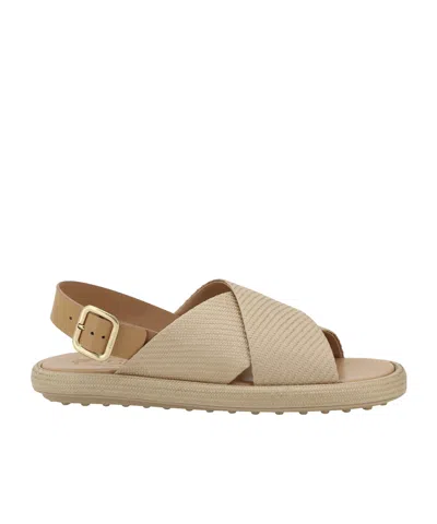 Tod's Open Toe Flat Sandals In Beige