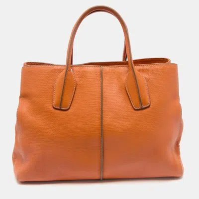 Pre-owned Tod's Orange Leather D-styling Shopper Tote