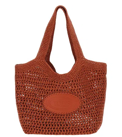Tod's Orange Logo Medium Tote