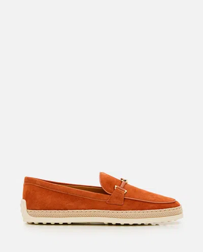 TOD'S ORANGE SUEDE LOAFERS