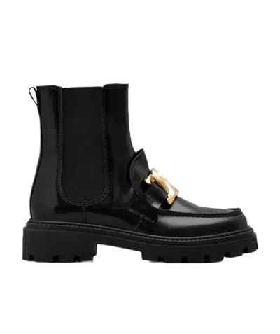Tod's Women's Pull On Hardware Chelsea Booties In Black