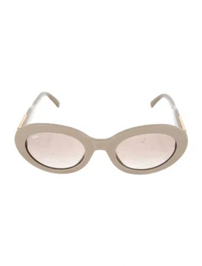Pre-owned Tod's Oversize Mirrored Sunglasses In Neutral