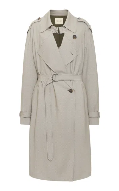 Tod's Oversized Trench Coat In Grey