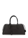 TOD'S DARSENA BLACK HANDBAG WITH EMBOSSED LOGO IN LEATHER WOMAN