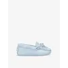Tod's Pale Blue Baby Laccetto Gommini Bow-embellished Suede Shoe In Pale Blue