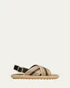 Tod's Leather-trimmed Striped Raffia Sandals