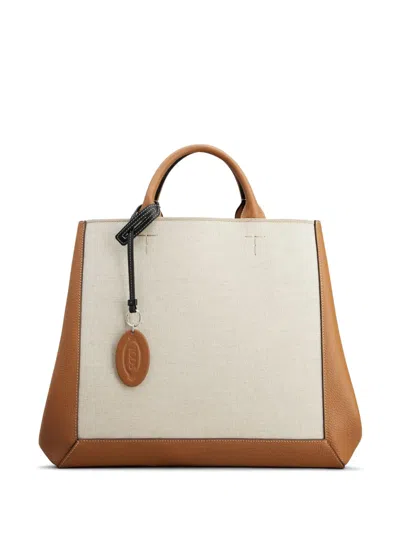 Tod's Panelled Colour-block Tote Bag In 褐色