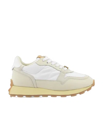 Tod's Panelled Leather Sneakers In White