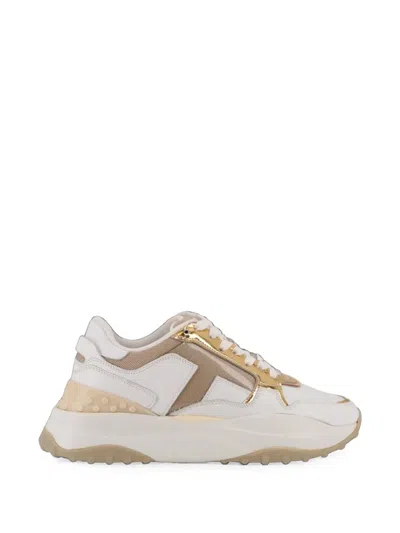 Tod's Panelled Metallic Sneakers In Neutral