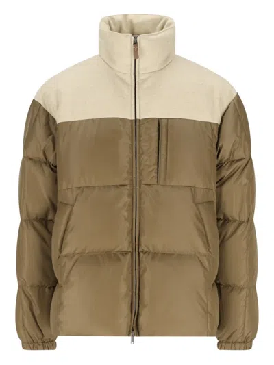 Tod's Panelled Puffer Jacket In Brown