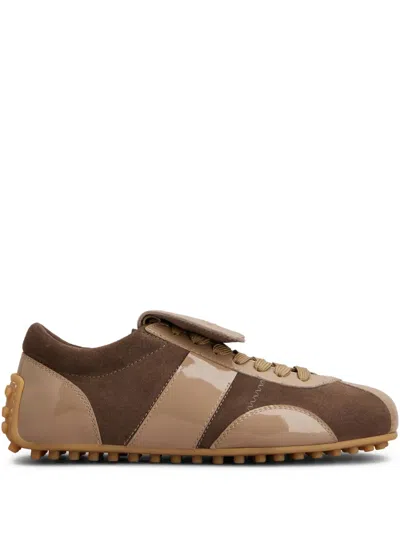 Tod's Panelled Sneakers In Brown