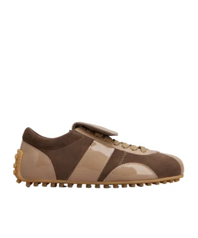 Tod's Panelled Sneakers In Brown