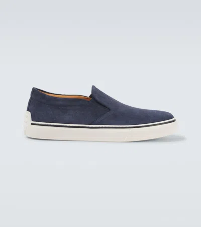 Tod's Pantofola Leather Sneakers In Blue