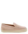 Tod's Suede Loafers With Round Toe And Pebble Sole In Pink
