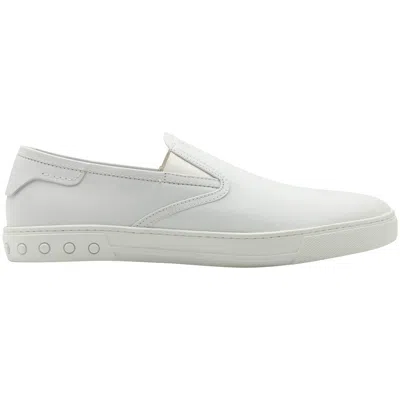 TOD'S TODS PANTOFOLA SLIP-ON LOAFERS IN WHITE LEATHER