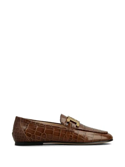 Tods Para Ótica Ventura Kate Leather Loafers In Brown