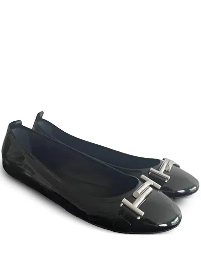 Tod's Patent-leather Ballerina Flats In Black
