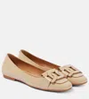 Tod's Patent Leather Ballet Flats In Beige