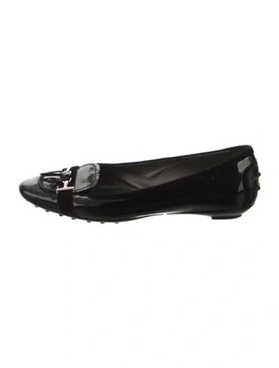 Pre-owned Tod's Patent Leather Ballet Flats In Black