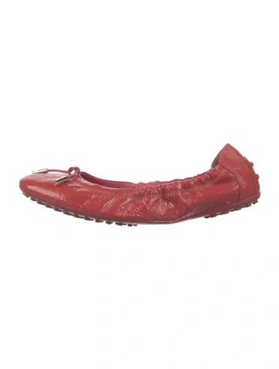 Pre-owned Tod's Patent Leather Ballet Flats In Red
