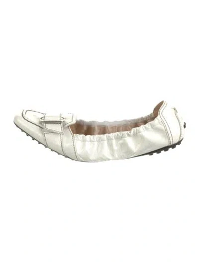 Pre-owned Tod's Patent Leather Ballet Flats In White