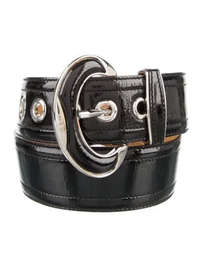 Pre-owned Tod's Patent Leather Belt In Black