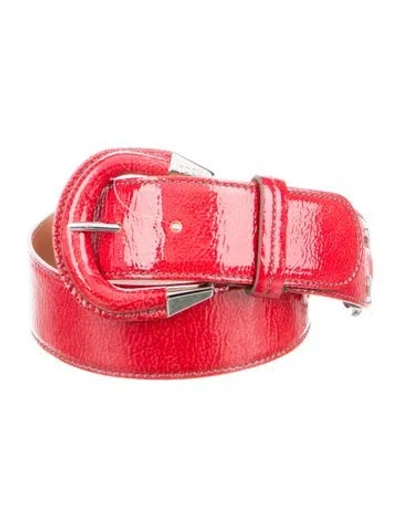 Pre-owned Tod's Patent Leather Belt In Red