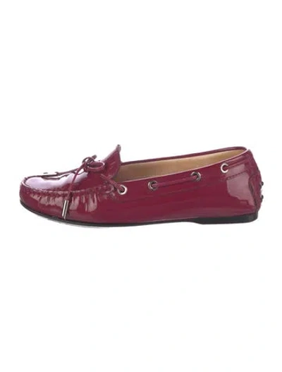 Pre-owned Tod's Patent Leather Bow Accents Loafers In Purple