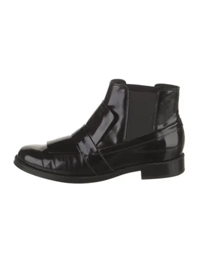 Pre-owned Tod's Patent Leather Chelsea Boots In Black