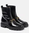 Tod's Gomma Pesante Embellished Glossed-leather Ankle Boots In Black