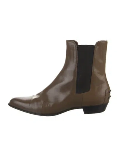 Pre-owned Tod's Patent Leather Chelsea Boots In Brown