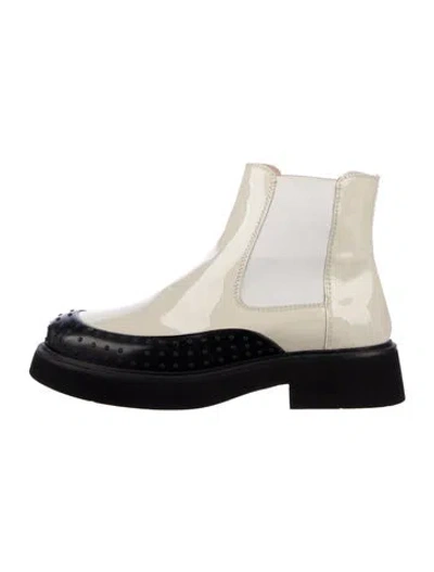 Pre-owned Tod's Patent Leather Chelsea Boots In Neutral