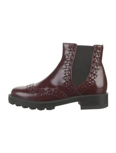 Pre-owned Tod's Patent Leather Chelsea Boots In Red