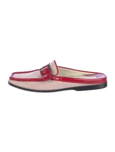 Pre-owned Tod's Patent Leather Colorblock Pattern Mules In Red
