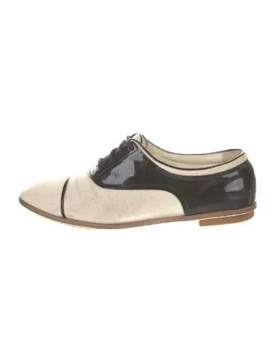 Pre-owned Tod's Patent Leather Colorblock Pattern Oxfords In Neutral