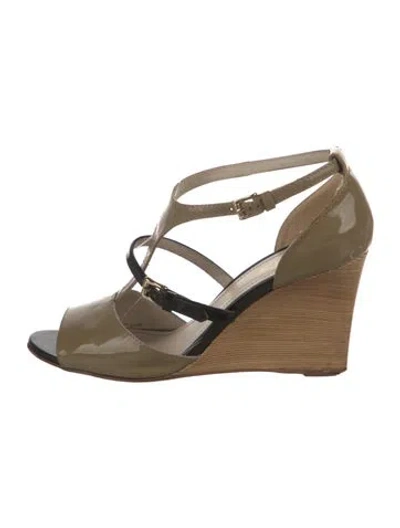 Pre-owned Tod's Patent Leather Colorblock Pattern Sandals In Yellow