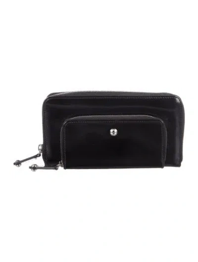 Pre-owned Tod's Patent Leather Continental Wallet In Black