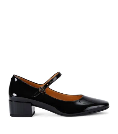 Tod's Almond Toe Block Heel Gold Hardware Pumps In Black
