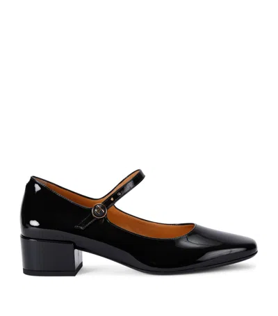 Tod's Almond Toe Block Heel Gold Hardware Pumps In Black