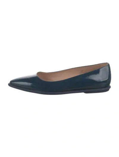 Pre-owned Tod's Patent Leather Flats In Blue