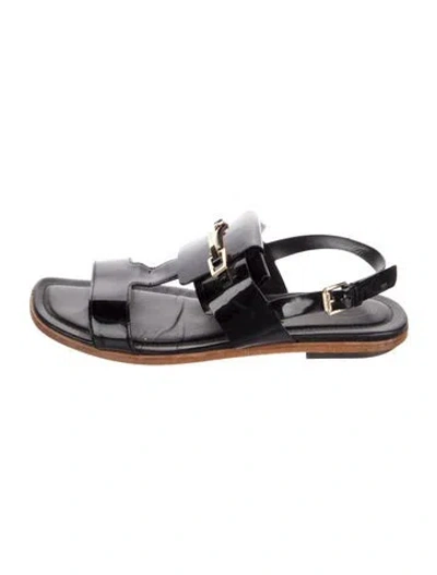 Pre-owned Tod's Patent Leather Gladiator Sandals In Black