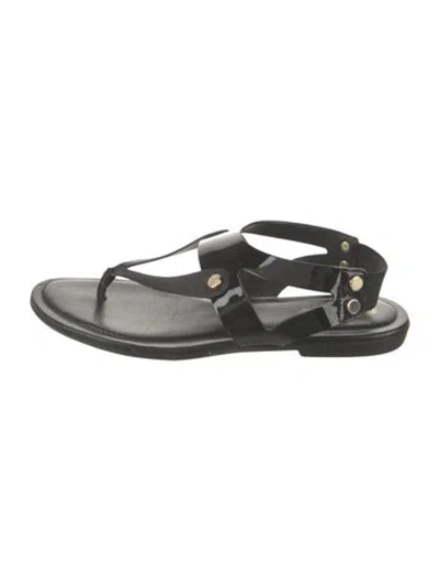Pre-owned Tod's Patent Leather Gladiator Sandals In Black