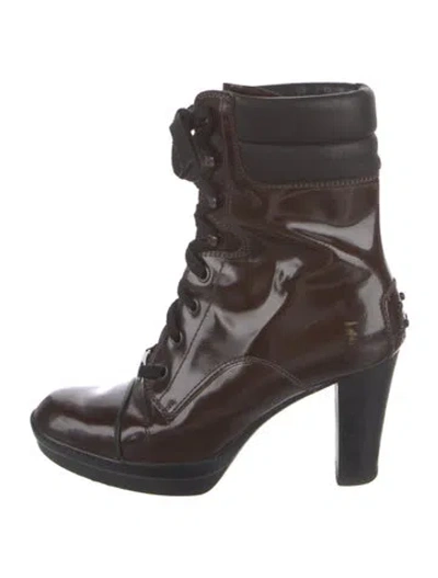 Pre-owned Tod's Patent Leather Lace-up Boots In Multi