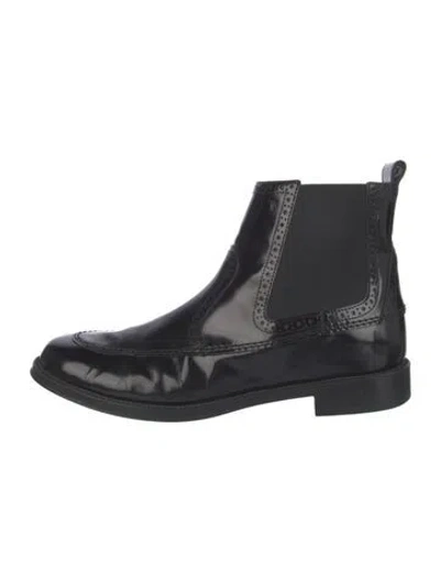 Pre-owned Tod's Patent Leather Lasercut Accents Chelsea Boots In Black