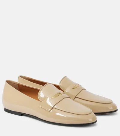 Tod's Patent Leather Loafers In Beige