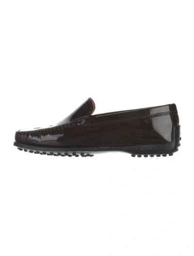 Pre-owned Tod's Patent Leather Loafers In Black